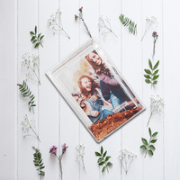 Haute qualité 3 pouces rectangulaire Transparent acrylique cadre Photo paillettes Sublimation liquide pour cadeaux souvenirs en plastique