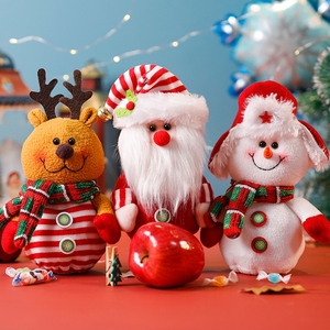Fabric Christmas Loot Bag Santa Candy Cookie Packaging Bags Small Drawstring Christmas Gift Bag