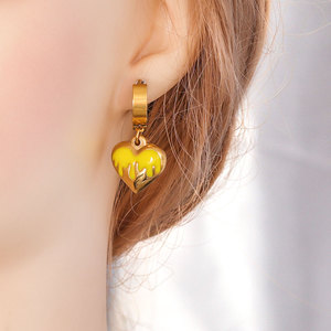 Venta al por mayor de dijes de esmalte con diseño de corazón de lava goteante |   Acero Inoxidable Chapado en Oro PVD |   Accesorios para Joyería DIY - Product Image 3
