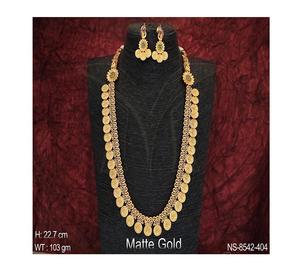 Joyería antigua Moda personalizada Templo del sur de la India Conjunto de diamantes Cadenas chapadas en mate antiguo Proveedor de exportación directa - Product Image 1