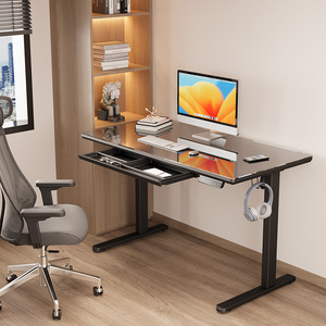 Bureau debout avec chargeur sans fil, bureau d'<span class=keywords><strong>ordinateur</strong></span> avec tiroirs, table d'<span class=keywords><strong>ordinateur</strong></span>, bureau réglable en hauteur avec tiroir, table électrique relevable - Product Image 2