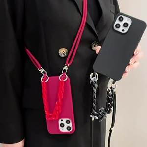 <span class=keywords><strong>Coque</strong></span> intégrée colorée pour <span class=keywords><strong>Iphone</strong></span> 15 14 Pro Max étui de téléphone portable <span class=keywords><strong>avec</strong></span> sangle de chaîne de poignet populaire - Product Image 1