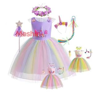 Robe de princesse d'anime pour filles, jupe tutu, robe licorne arc-en-ciel, costume de cosplay licorne multicolore pour fête - Product Image 1