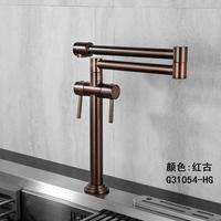 Robinet de cuisine à poignée unique et à double joint pivotant, bec de remplissage de casserole à montage sur pont, tige d'extension d'évier polie en céramique de zinc