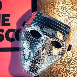 Hot Selling New Arrivals Cosplay Masquerade Halloween Party Props Silver Mirror Disco Ball Mask