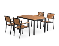 Table d'extérieur en aluminium au design contemporain et durable pour patio, mobilier métallique pour cour, hôtel, parc, couleur marron imperméable