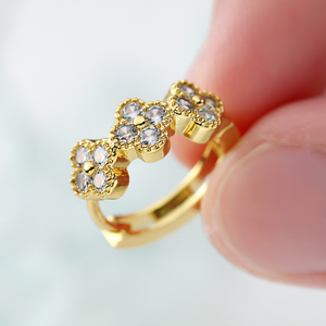 22 Types Zircon <strong>Jewelry</strong> Four <strong>Leaf</strong> Round Hoop Earrings Ear Buckle Brass Zircon Huggies Earrings for Women Anniversary - Product Image 3