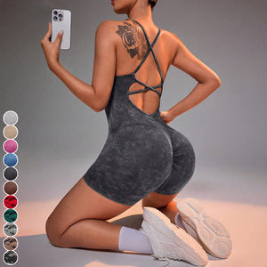 ชุดจั๊มสูทออกกำลังกายสำหรับผู้หญิง เปิดหลัง แห้งเร็ว ระบายอากาศดี ลายพิมพ์  แบบรัดรูป - Product Image 3