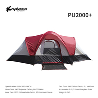 Tente pop-up pour 5 personnes, abri de camping familial en plein air avec fenêtres en maille panoramiques pour pique-nique dans la cour