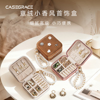Boîte à bijoux portable en velours, étui de voyage pour bijoux, organisateur de rangement à fermeture éclair pour boucles d'oreilles, colliers et bagues, transfrontalier