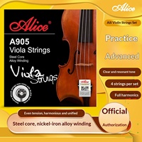 Alice A905 - Jeu de cordes pour viola - 4 cordes - Noyau en acier - Enroulement en alliage - Cordes de violon professionnelles