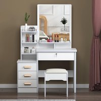 Meilleures ventes de meubles européens de luxe, coiffeuse de maquillage, bureau à lumière LED, coiffeuse avec miroir et tabouret
