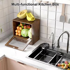 Mueble de madera para guardar cápsulas de café con cajón, organizador de cocina de madera maciza para barra de café - Product Image 2