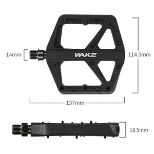 Pedal WAKE MTB con rodamiento antideslizante, ligero, de fibra de nailon, adecuado para BMX MTB, pedal de 9/16 pulgadas