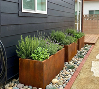 Pot Tanaman Persegi Panjang Baja Corten Kustom, Tahan Cuaca, Bergaya Rustic untuk Dekorasi Taman dan Patio