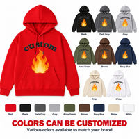 Sweat-shirt à capuche oversize personnalisé avec imprimé flamme, unisexe, streetwear, en mélange de coton épais, pour OEM ODM