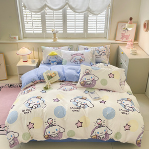 Juego de cama de 3 uds estilo infantil, fundas de almohada suaves y duraderas para la piel, bonitos estampados de dibujos animados, Sábana bajera de algodón 100% para el hogar - Product Image 3