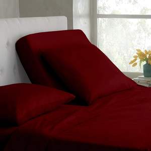 Parure de draps King Top séparée 80x78 pouces, 39 pouces, 100% coton, 800 fils, 4 pièces, bordeaux uni, pour usage domestique - Product Image 5