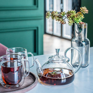 Прямая поставка с завода CnGlass, 22 унции, чайный чайник из боросиликатного стекла, безопасная плита с ситечком, набор для кофе и чая - Product Image 2