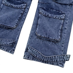 Women's <b>High</b> <b>Waist</b> Distressed Denim <b>Cargo</b> Pants Loose Fit Full Length Solid Color Multiple Pockets Utility Style Autumn Wear - Product Image 4