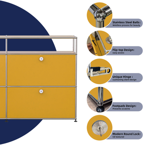 Tủ bên màu vàng, tủ bên phong cách giữa thế kỷ tối giản, đồ nội thất mô-đun đa năng, Tủ lưu trữ tùy chỉnh - Product Image 2