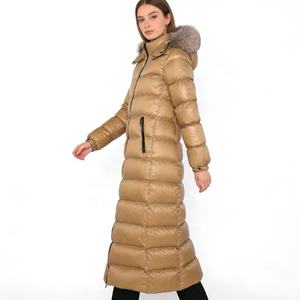 Veste longue ajustée pour femme Boying avec grand col en fourrure de renard, veste d'hiver chaude à capuche pour femme, veste en duvet de canard blanc ODM - Product Image 3