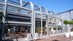 Venta directa de fábrica, cubierta de piscina de policarbonato retráctil moderna <span class=keywords><strong>para</strong></span> exteriores, recintos telescópicos - Product Image 5