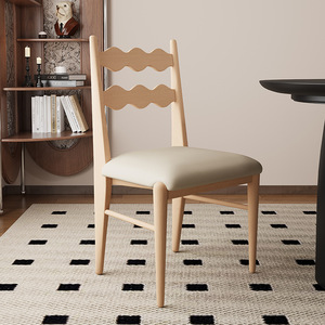 Silla de Comedor de Madera Maciza Estilo Retro Francés, Tapizada en Tela de Lino y Algodón, para Uso en Restaurantes - Product Image 4