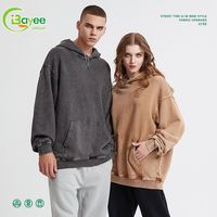 Sweat à capuche unisexe personnalisé en coton épais 450 g/m² délavé à l'acide, coupe ample, effet soleil éclairé, épaules tombantes pour hommes