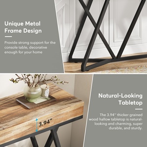 2025 Offre Spéciale Table <span class=keywords><strong>Console</strong></span> en <span class=keywords><strong>bois</strong></span> de Style industriel Table d'entrée Table de canapé avec pieds en métal <span class=keywords><strong>noir</strong></span> X pour la décoration intérieure - Product Image 3