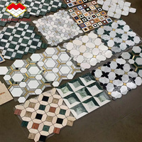 Mosaïque de marbre pour murs et sols, motifs floraux multicolores, décoration pour hôtels et villas, projets de décoration