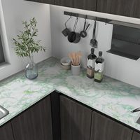 ORON DECO Autocollant en marbre vert brillant, imperméable, à coller et à décoller, pour comptoirs de cuisine, décoration intérieure, rouleaux de papier peint autocollants