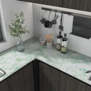 ORON <span class=keywords><strong>DECO</strong></span> Autocollant en marbre <span class=keywords><strong>vert</strong></span> brillant, imperméable, à coller et à <span class=keywords><strong>d</strong></span>écoller, pour comptoirs <span class=keywords><strong>de</strong></span> cuisine, <span class=keywords><strong>d</strong></span>écoration intérieure, rouleaux <span class=keywords><strong>de</strong></span> papier peint autocollants - Product Image 3