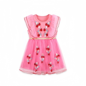 Mädchen Erdbeer-Themen Festliches Gehäkeltes Baumwoll-Tüll Prinzessinnenkleid für Kleinkinder Sommer Tägliche Kindergartenkleidung - Product Image 1