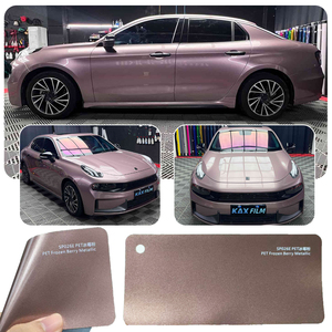 Vinilo Adhesivo para Automóviles PET Colorido, Vinilo para Cambio de Color de Automóvil Rosa Ciruela Helada, Rollo de Vinilo Metálico Rosa Baya Helada de 1.52*17M - Product Image 2