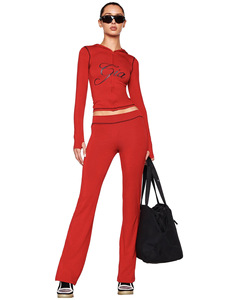 Nuovi Completi Trendy da <span class=keywords><strong>Donna</strong></span>: Giacca Corta con Cappuccio Stampata e Pantaloni Lunghi, Set Casual a Due Pezzi - Product Image 4