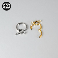 Anneau sans soudure en titane ASTM F136 G23, motif flèche traversant un cœur, serti de zircone cubique multiforme, pour boucles d'oreilles et anneaux de nez tendance