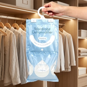 Sachets absorbants <span class=keywords><strong>d</strong></span>'<span class=keywords><strong>humidité</strong></span> jetables à suspendre avec granulés de chlorure de calcium, taux <span class=keywords><strong>d</strong></span>'absorption élevé de 200 % pour placard et salle de bain - Product Image 6