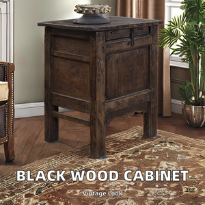Solid Wood Buffet <strong>Cabinet</strong> in Vintage Black <strong>Small</strong> Home Furniture for Living Room and Bedroom for Hotels - Product Image 3