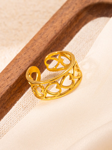 Anillos de Corazón con Cadena y Bisel Chapado en Oro de 18K, Anillos de Boda Apilables Minimalistas para Mujer, Estilo Vintage, Gran Venta - Product Image 5