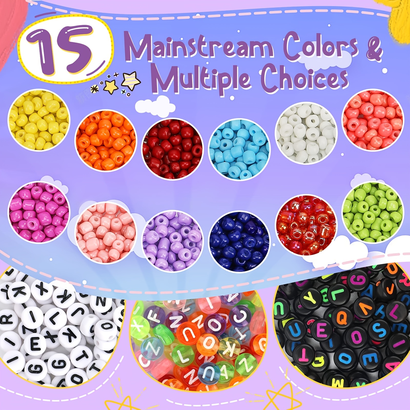 2600pcs DIY Bead Jewelry Making Kit, Used for DIY, Friendship Bracelets, Necklaces, Mobile Phone Chains Making.