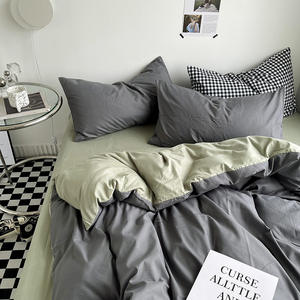 <span class=keywords><strong>Set</strong></span> di 4 Pezzi Economici in Puro Cotone 100%, <span class=keywords><strong>Set</strong></span> Lenzuola Pieghevoli 300TC, Tinta Unita, con Copripiumino e Federe - Product Image 2