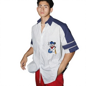 Custom <b>Men's</b> Loose Casual <b>Shirt</b> Striped Patchwork Turn-Down Collar Half-<b>Sleeve</b> Knitted Polo for Summer - Product Image 4