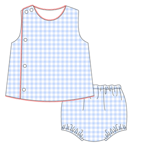 Conjunto de <span class=keywords><strong>Pañales</strong></span> para Bebé Personalizados en Azul y Rosa con Ribete de Picot, Monograma y Diseño de Algodón Tejido, 2 Piezas - Product Image 5