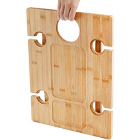 Table de pique-nique en bois, Table d'extérieur avec support en verre, Table de pique-nique à vin Portable, plateau pliable
