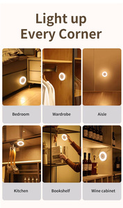 Lampe murale à capteur tactile à intensité variable 3 modes rechargeable Type-C OEM ODM, lampe de nuit LED magnétique pour chambre à coucher, armoire, maison, cuisine - Product Image 6
