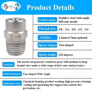 Buse de pulvérisation à <span class=keywords><strong>jet</strong></span> d'eau large angle en acier inoxydable YS, type BB-W, buse de pulvérisation à cône plein, angle standard - Product Image 2