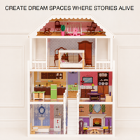 Maison de poupée en bois moderne de 112 cm avec ensemble de meubles miniatures, maison de rêve de luxe à 3 étages pour enfants, jeu de rôle, cadeau pour filles