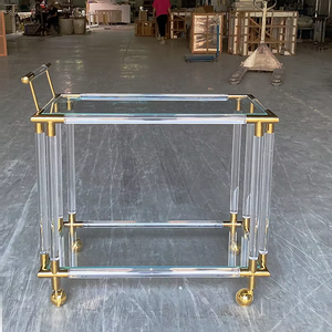 Moderne gouden barwagen met glazen acryl design, geschikt voor thuisbar, eetkamer, woonkamer, hotels & restaurants - Product Image 4