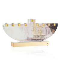 Support de bougie en lucite Judaica, Menorah juive en acrylique peinte par Judy pour Hanouka